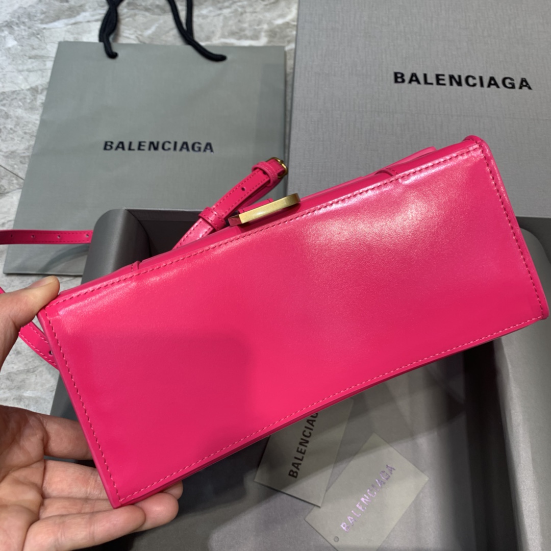 Balenciaga Hourglass Small Handbag Box Calfskin Shoulder Bag Red/Gold